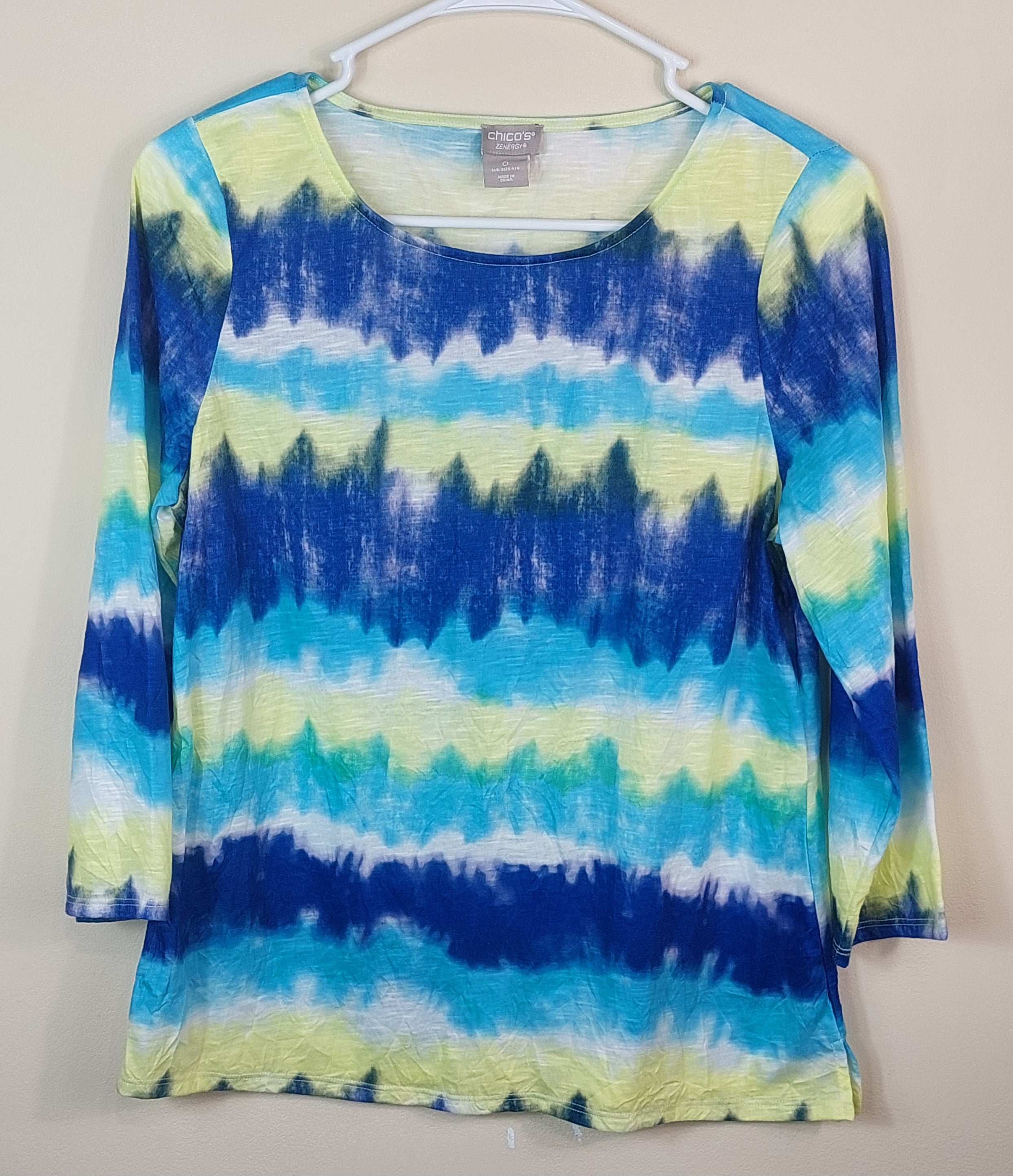 2 21 Chicos Top Blue Yellow Size 0