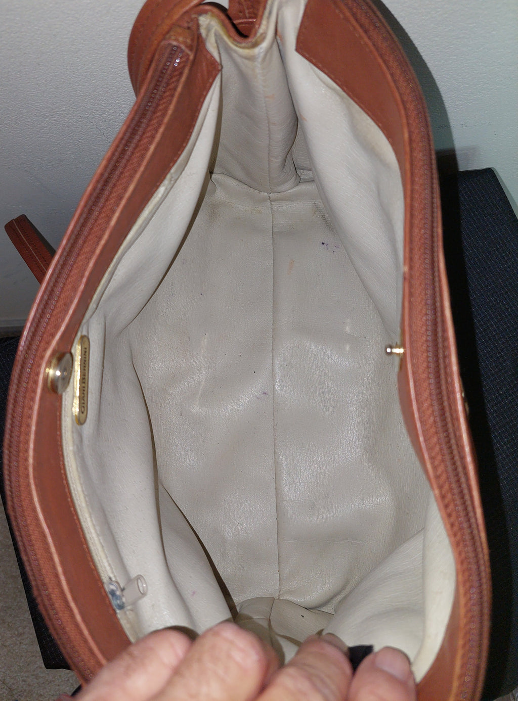 5 09 Giani Bernini Cognac Leather Double Zip Crossbody Purse Medium