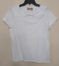 8 09 Chico's Size 1 White Cross Neck Short Sleeve Slub Knit Top Casual