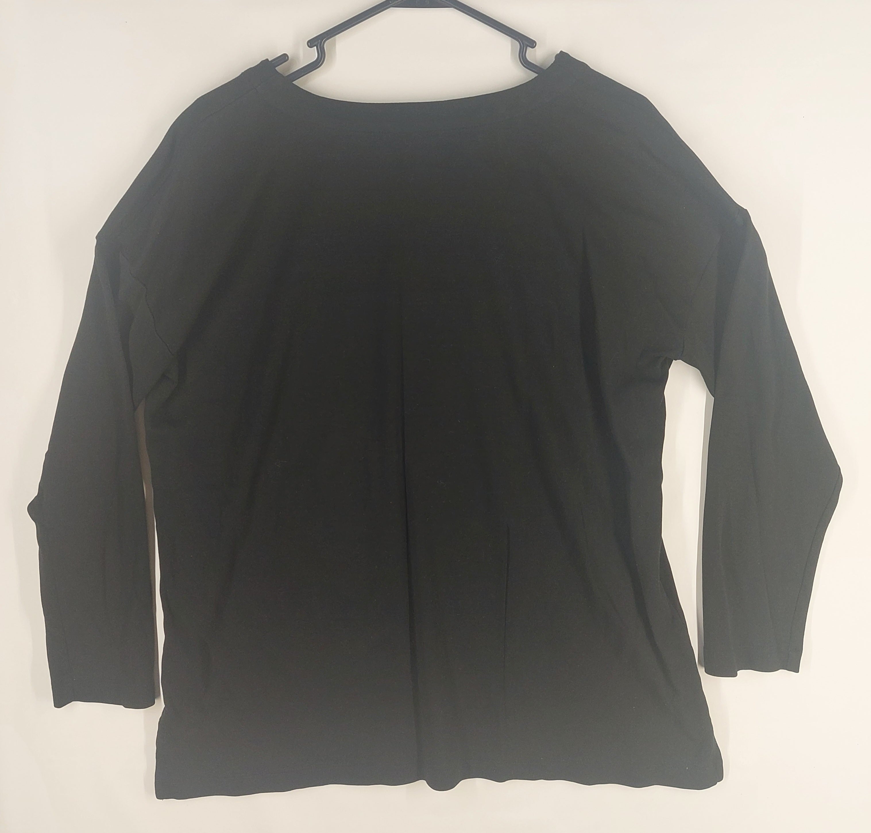 9-09 J.Jill Size Medium Black Simply Supima Cotton V-Neck 3/4 Sleeve Tunic Top