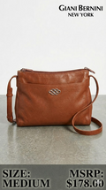 5 09 Giani Bernini Cognac Leather Double Zip Crossbody Purse Medium