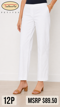 6 09 Talbots Petites White Stretch Straight Leg Pants Size 12
